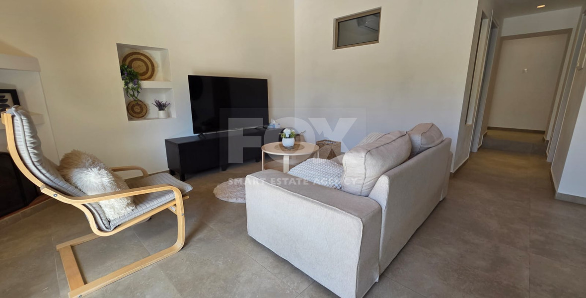 Two-Bedroom Semi-Detached Furnished House with Office for Rent in Ypsonas