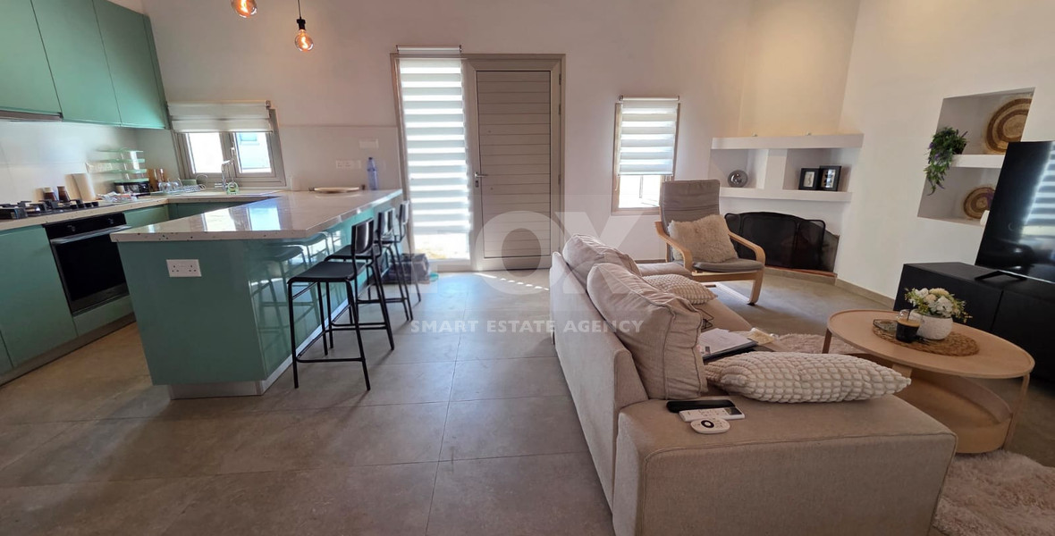 Two-Bedroom Semi-Detached Furnished House with Office for Rent in Ypsonas