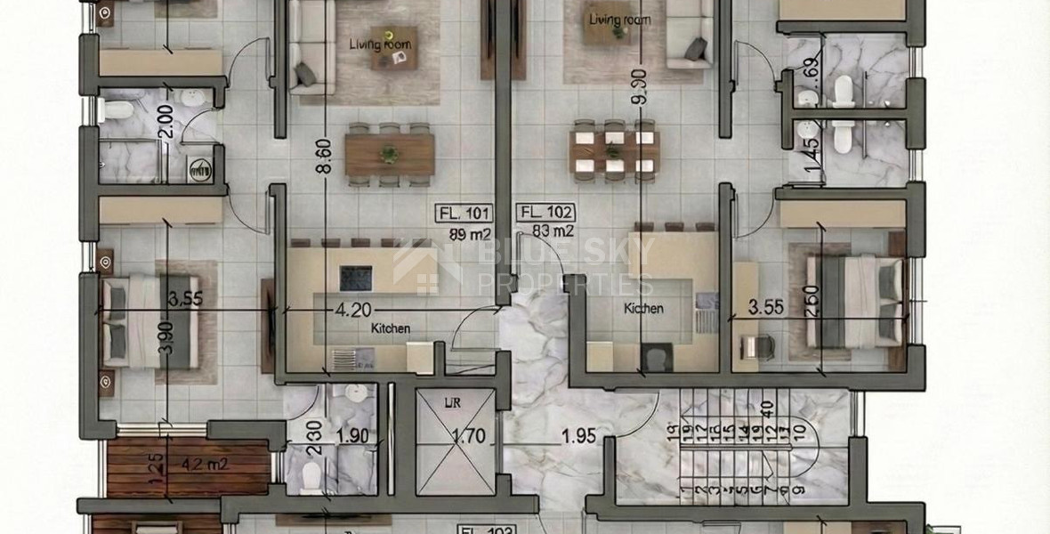 For sale Brand new Top Floor two bedroom apartment with Roof Garden in Geroskipou area