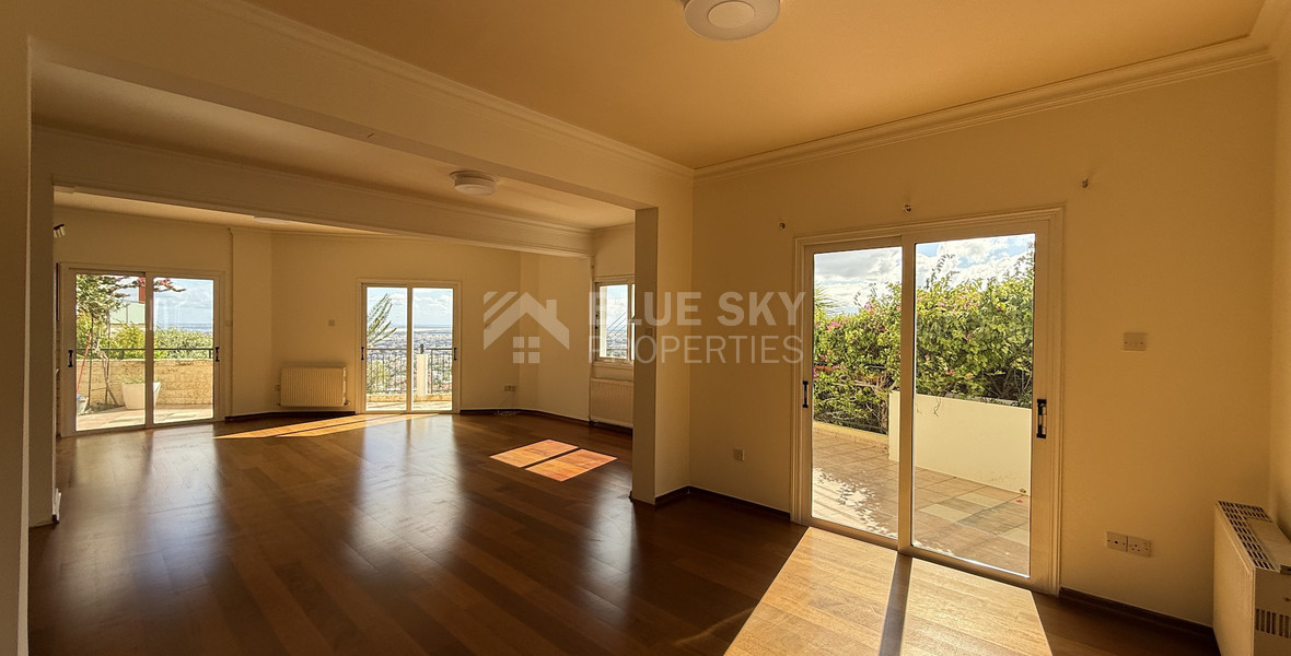 RENT:Deatched 4 bedroom unfurnished house with small garden in Agia Fyla with panoramic sea views,