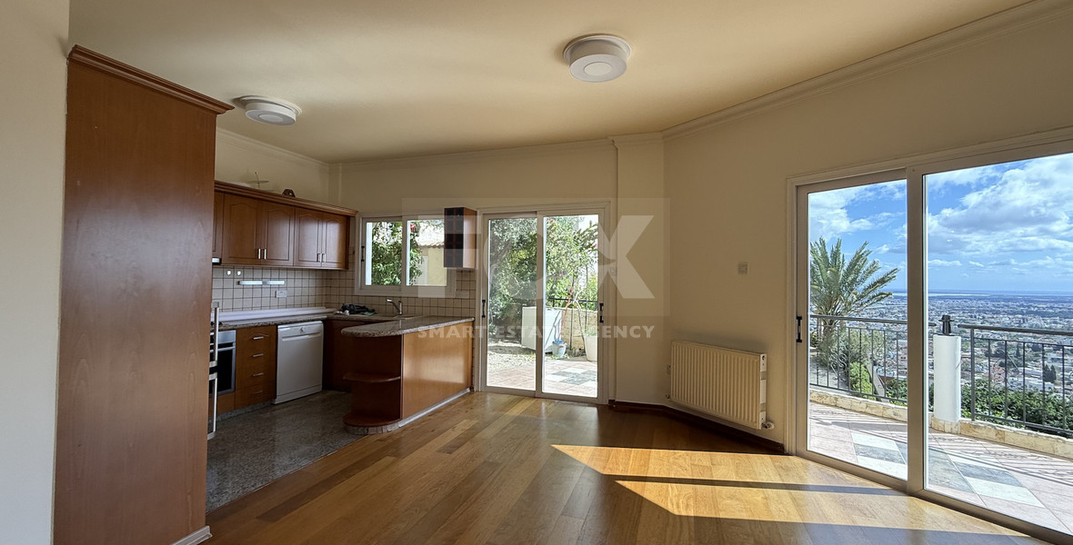 RENT:Deatched 4 bedroom unfurnished house with small garden in Agia Fyla with panoramic sea views,