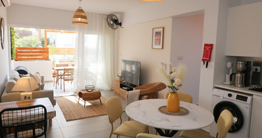 Fully Renovated Two-Bedroom Apartment with Large Veranda & Sea Views for Rent in Peyia