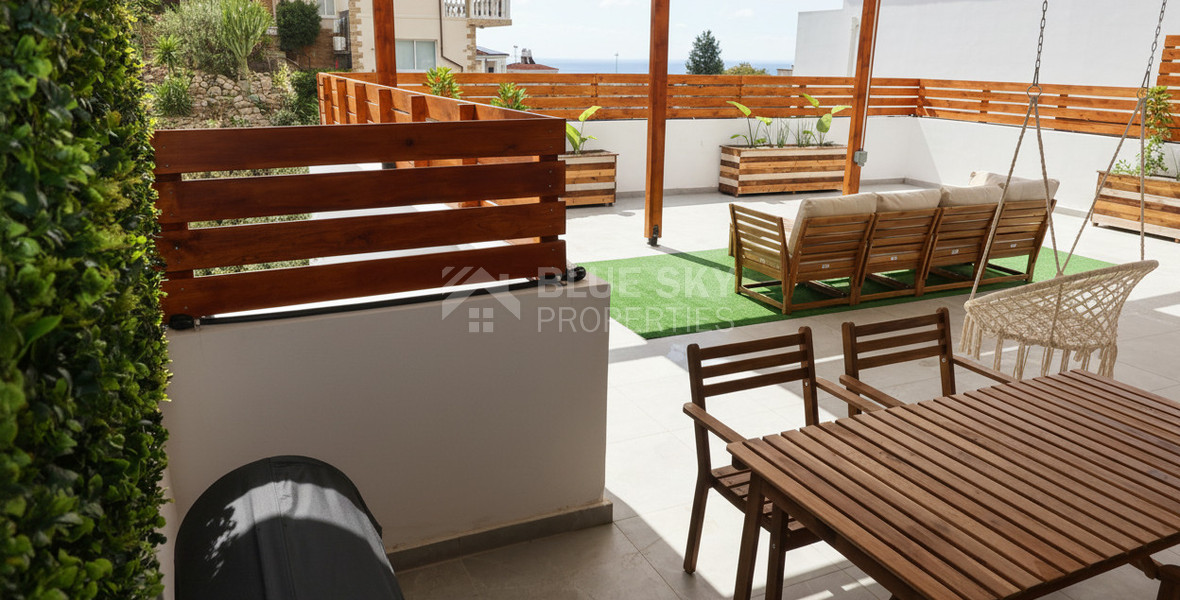 Fully Renovated Two-Bedroom Apartment with Large Veranda & Sea Views for Rent in Peyia