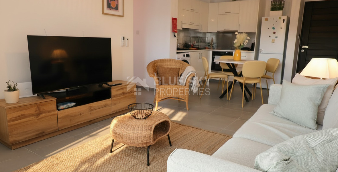 Fully Renovated Two-Bedroom Apartment with Large Veranda & Sea Views for Rent in Peyia