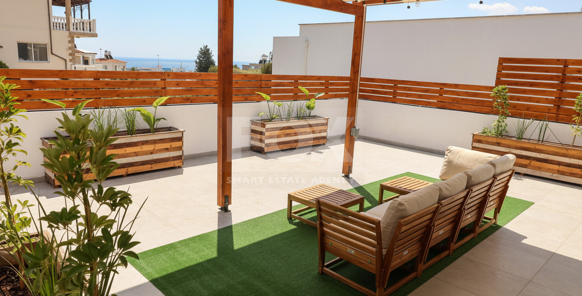 Fully Renovated Two-Bedroom Apartment with Large Veranda & Sea Views for Rent in Peyia