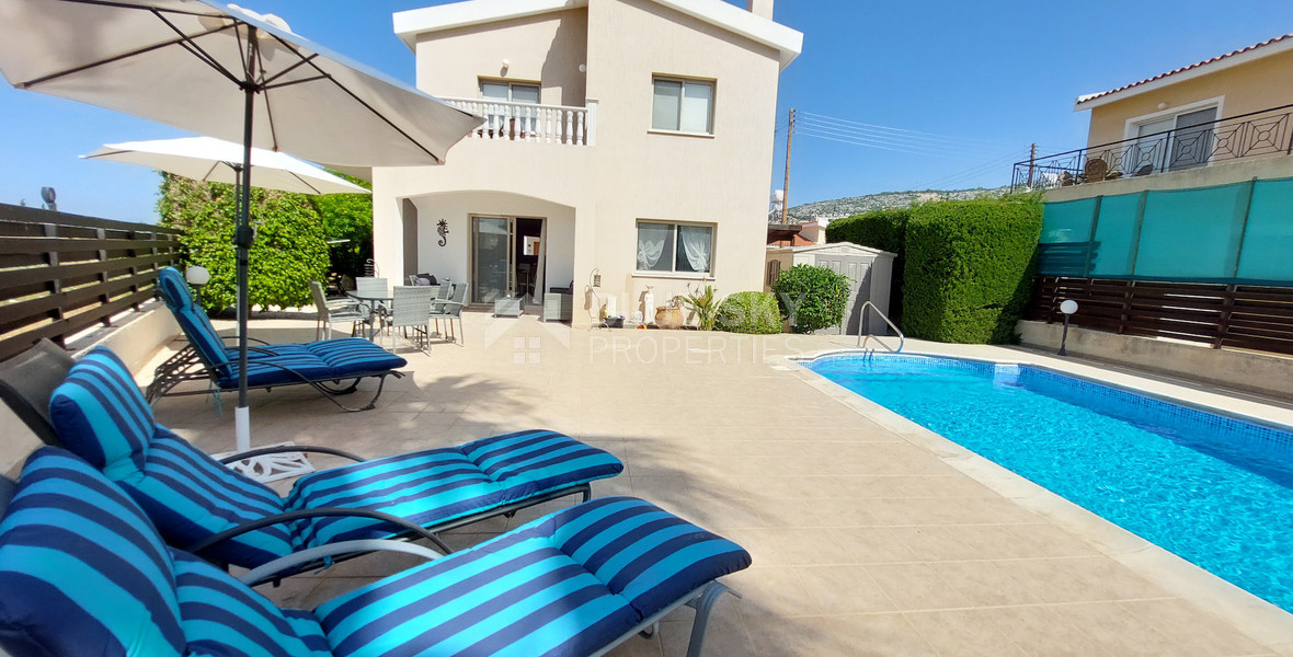 For sale three bedroom villa with Private Pool in Pegeia, Paphos, with available separate title deeds .