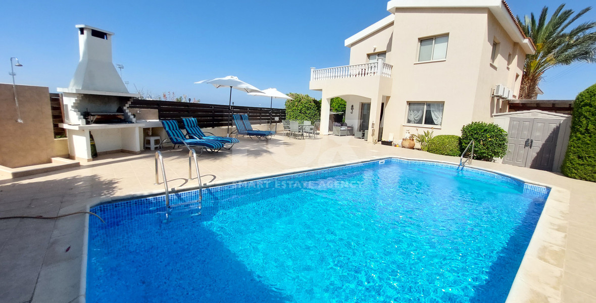 For sale three bedroom villa with Private Pool in Pegeia, Paphos, with available separate title deeds .