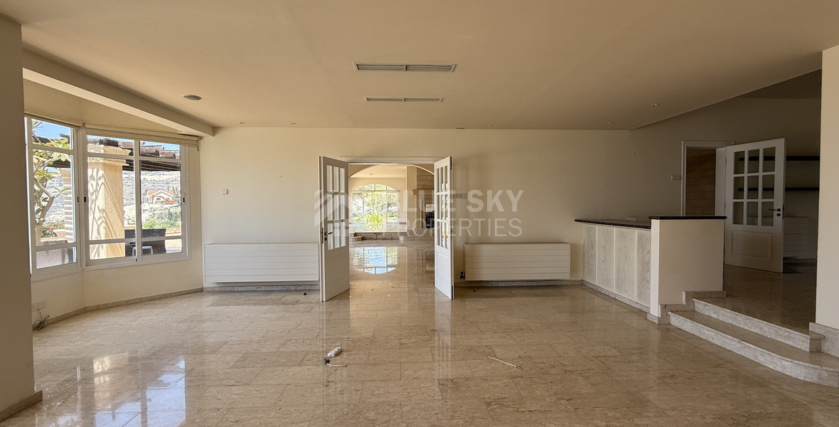 sale: large villa on 4,929 sqm of land in Agios Tychonas with panoramic unobstructed sea views- private road and drive in.