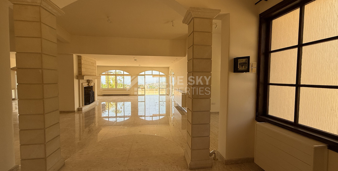 sale: large villa on 4,929 sqm of land in Agios Tychonas with panoramic unobstructed sea views- private road and drive in.