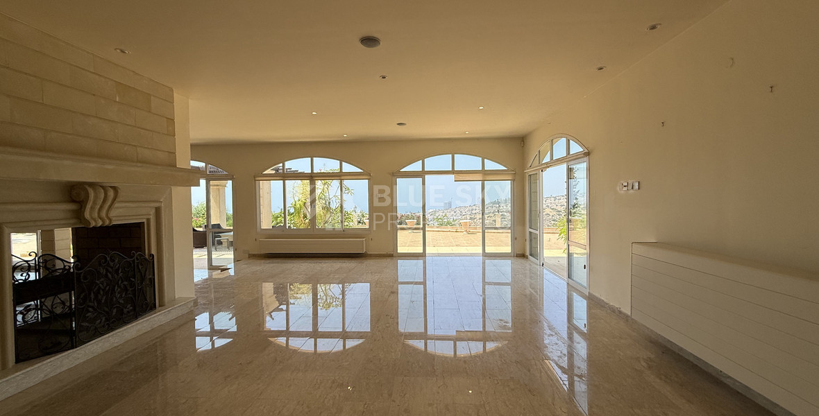 sale: large villa on 4,929 sqm of land in Agios Tychonas with panoramic unobstructed sea views- private road and drive in.