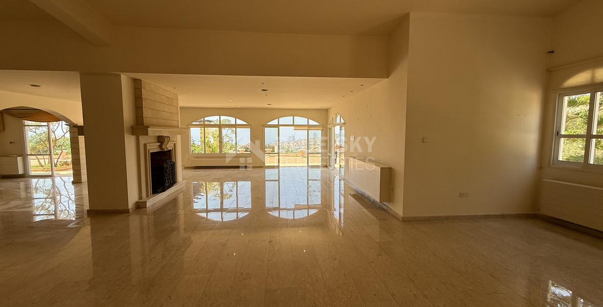 sale: large villa on 4,929 sqm of land in Agios Tychonas with panoramic unobstructed sea views- private road and drive in.