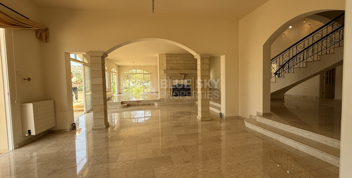 sale: large villa on 4,929 sqm of land in Agios Tychonas with panoramic unobstructed sea views- private road and drive in.