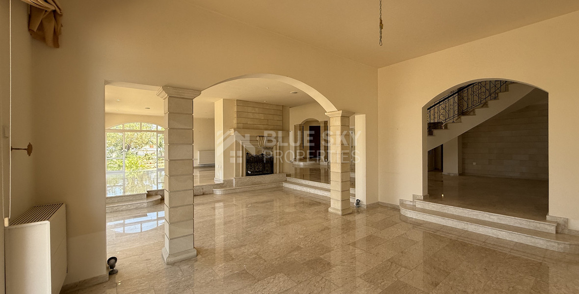 sale: large villa on 4,929 sqm of land in Agios Tychonas with panoramic unobstructed sea views- private road and drive in.