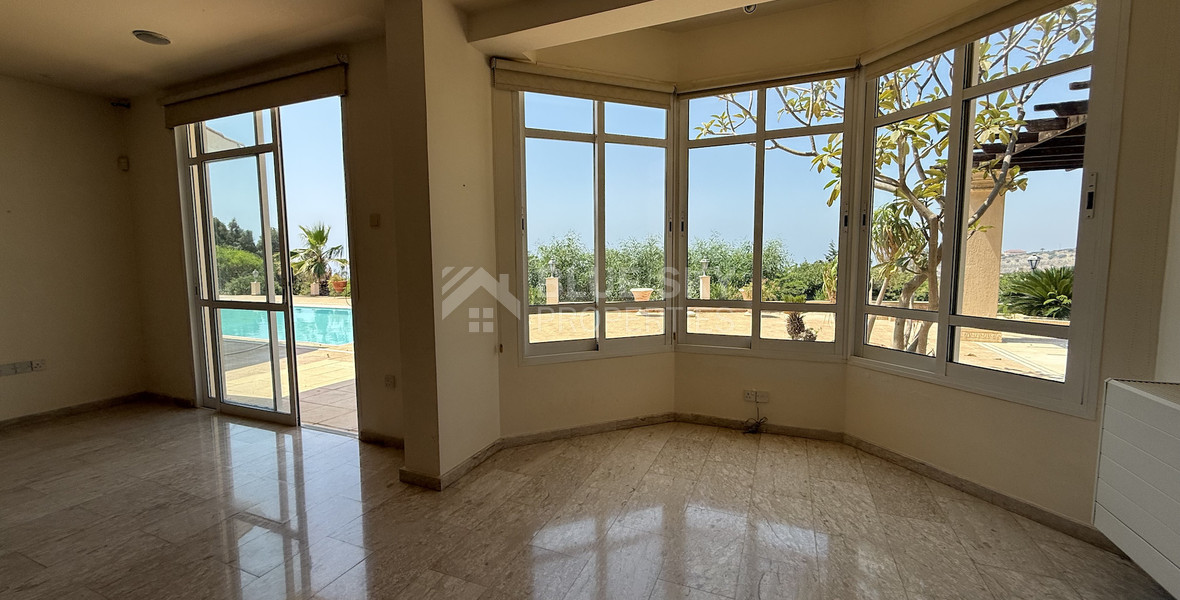 sale: large villa on 4,929 sqm of land in Agios Tychonas with panoramic unobstructed sea views- private road and drive in.