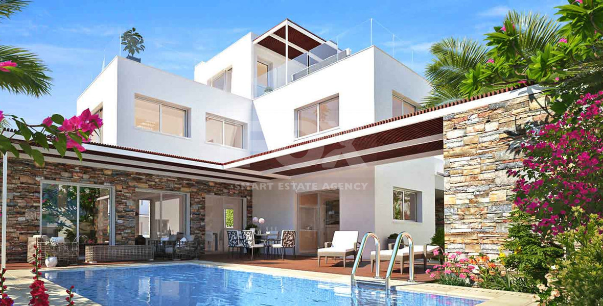 Luxury four Bedroom Seaside Villa for Sale in Paphos, Private Pool & Roof Garden