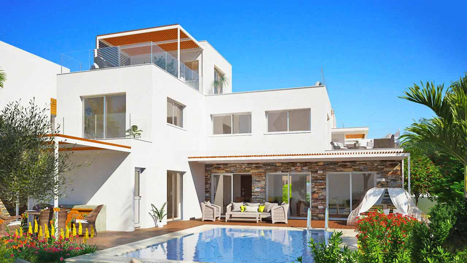 Exclusive four Bedroom Beachside Villa for Sale in Paphos with Private Pool & Roof Gardens