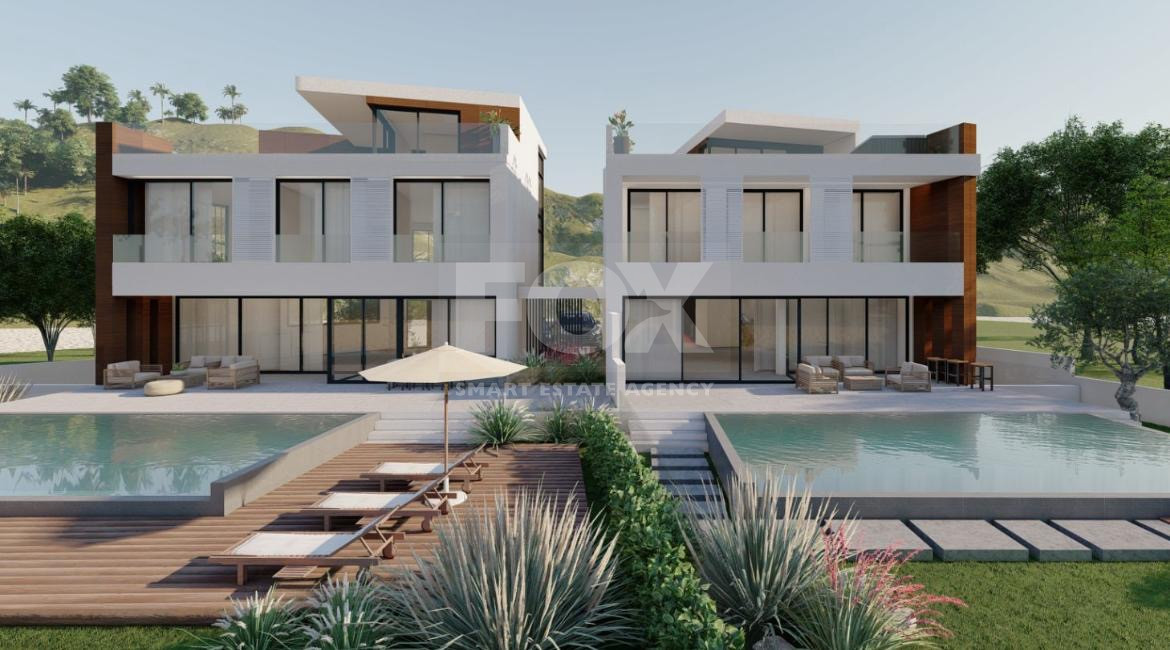 Rare Beachfront Opportunity : Prime Plot with Plans for two Luxury Villas in Kissonerga