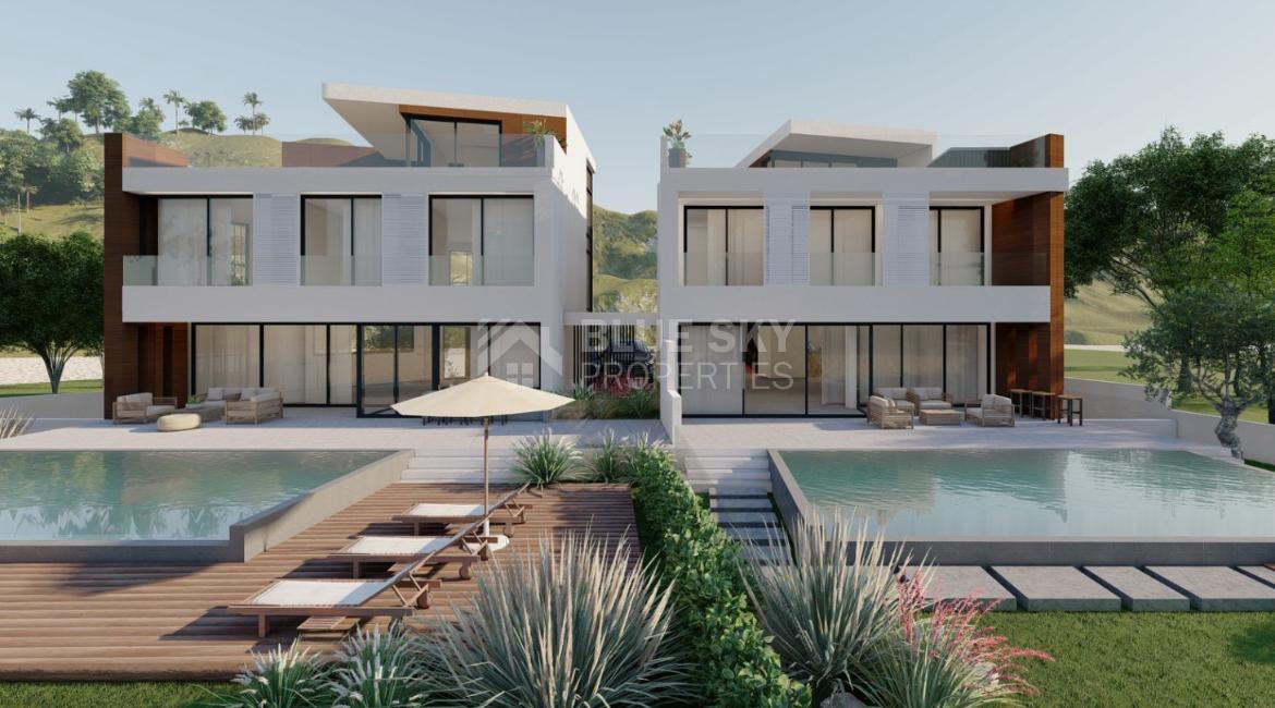 Rare Beachfront Opportunity : Prime Plot with Plans for two Luxury Villas in Kissonerga