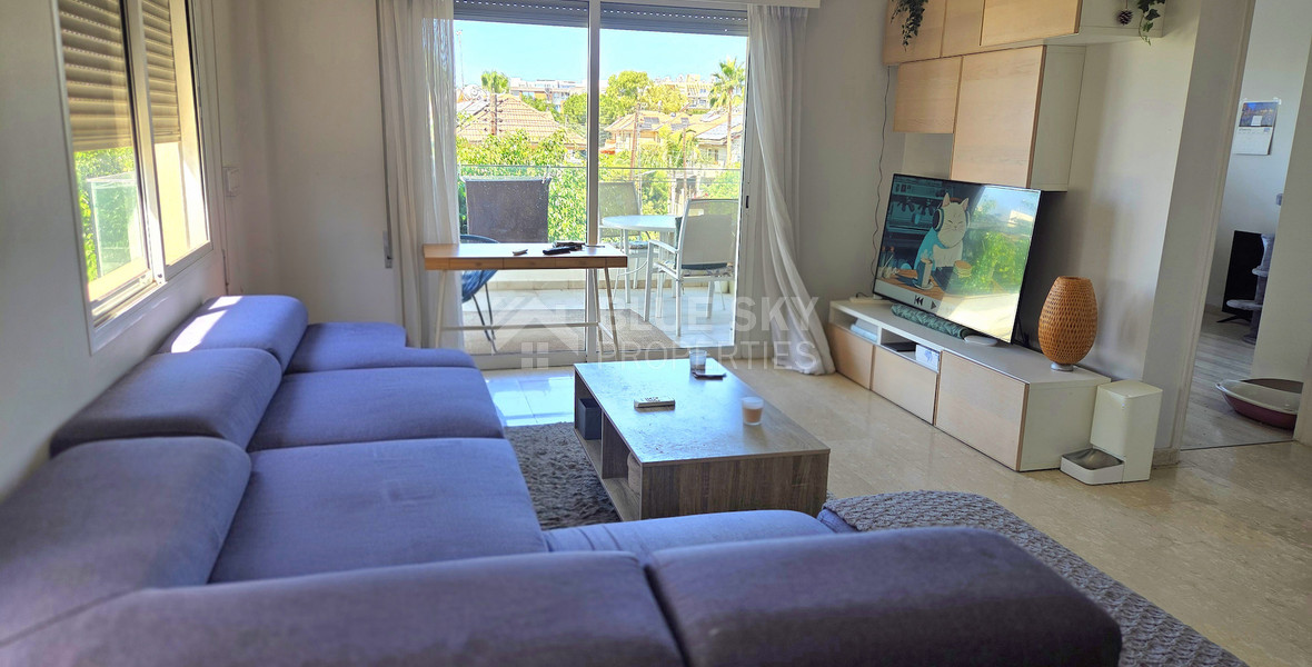 Fully Furnished Two Bedroom Apartment near the sea for Rent in Germasogeia Tourist Area | 90m² with Balcony & Elevator