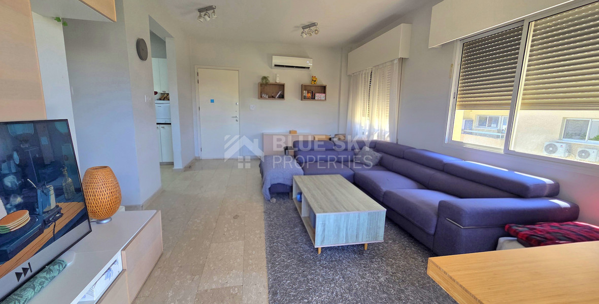 Fully Furnished Two Bedroom Apartment near the sea for Rent in Germasogeia Tourist Area | 90m² with Balcony & Elevator