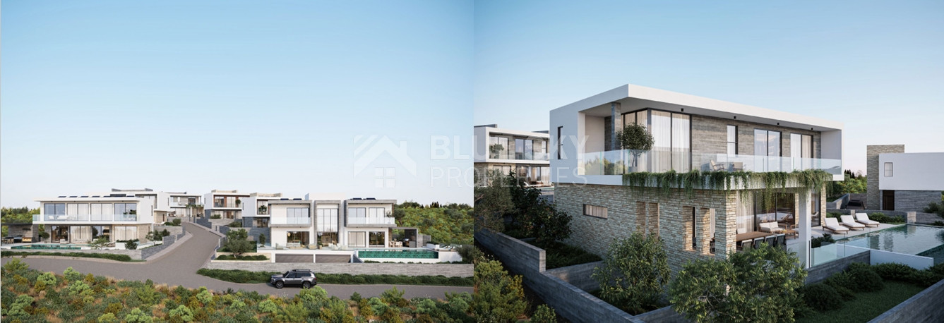 Exclusive four bedroom luxury villa in Tala, Paphos featuring sea views, underfloor heating, VRF system, Class A energy efficiency, private plot, and optional private pool.