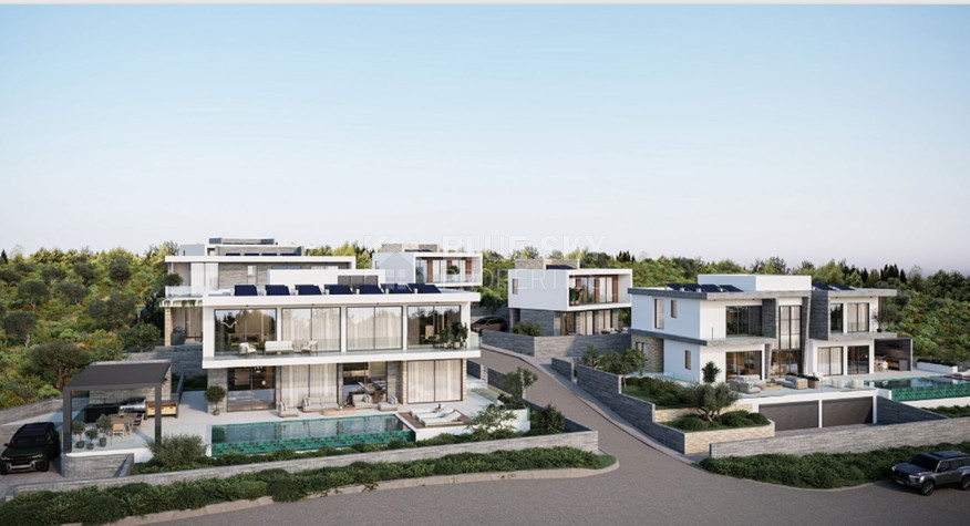 Exclusive four bedroom luxury villa in Tala, Paphos featuring sea views, underfloor heating, VRF system, Class A energy efficiency, private plot, and optional private pool.