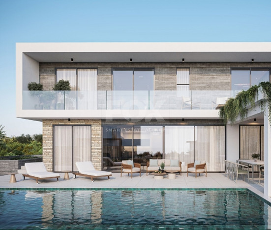 Exclusive four bedroom luxury villa in Tala, Paphos featuring sea views, underfloor heating, VRF system, Class A energy efficiency, private plot, and optional private pool.