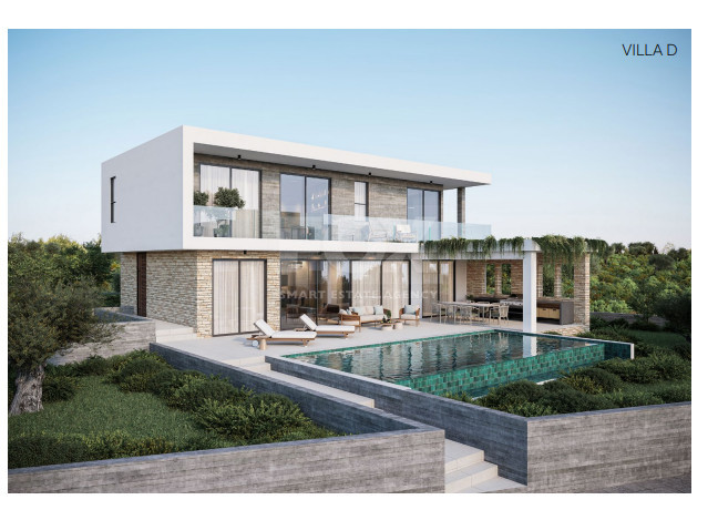 Exclusive four bedroom luxury villa in Tala, Paphos featuring sea views, underfloor heating, VRF system, Class A energy efficiency, private plot, and optional private pool.