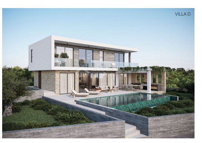 Exclusive four bedroom luxury villa in Tala, Paphos featuring sea views, underfloor heating, VRF system, Class A energy efficiency, private plot, and optional private pool.