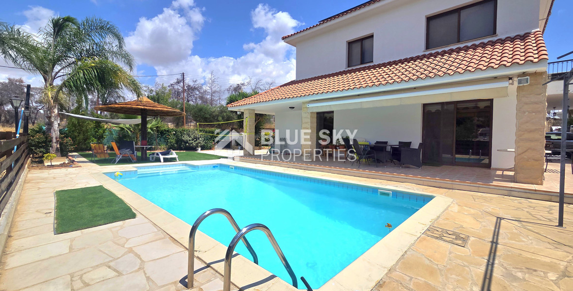 Energy-Efficient Four-Bedroom House for Rent in Souni, Limassol | Solar Panels & Private Swimming Pool