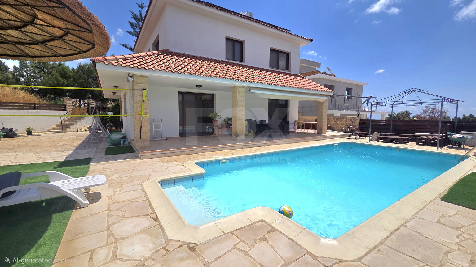 Energy-Efficient Four-Bedroom House for Rent in Souni, Limassol | Solar Panels & Private Swimming Pool