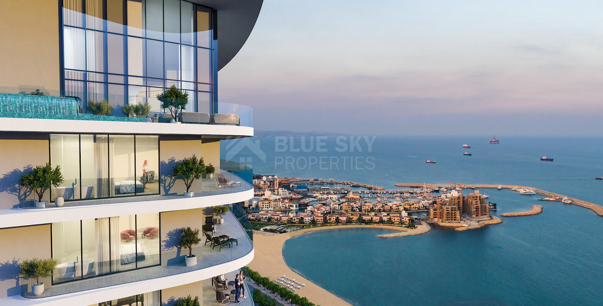 Mediterranean Sea View  3 Bedroom Apartment For Sale with Five-Star Amenities in Limassol Marina