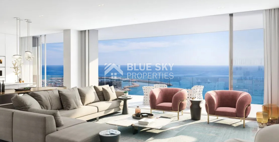 Mediterranean Sea View  3 Bedroom Apartment For Sale with Five-Star Amenities in Limassol Marina