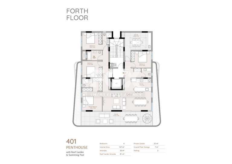Luxury 3+1 Bedroom Penthouse with Private Roof Garden in Agios Nektarios, Limassol