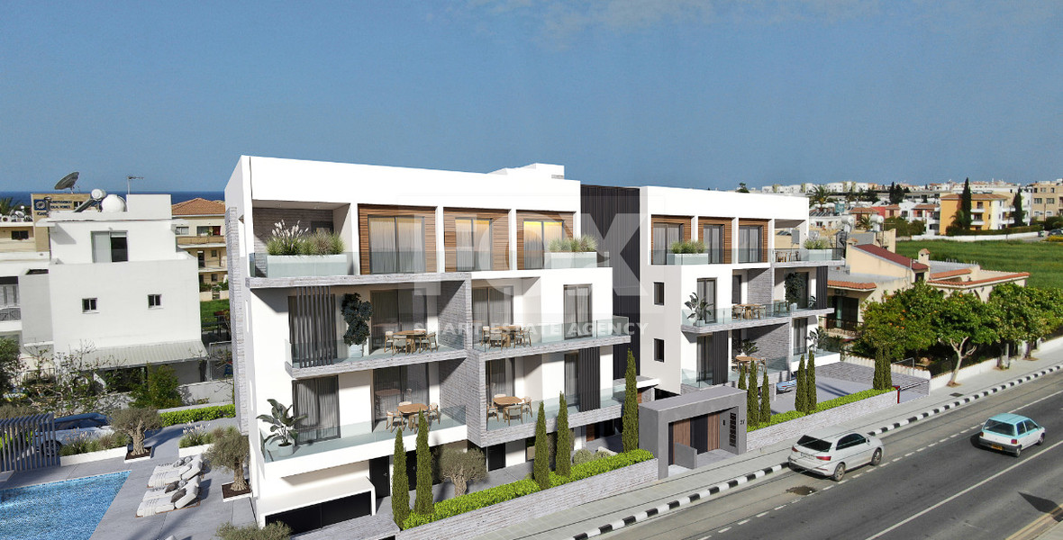 Modern Luxury  three bedrom Apartment on third floor,  in Tombs of the Kings, Paphos with Sea Views