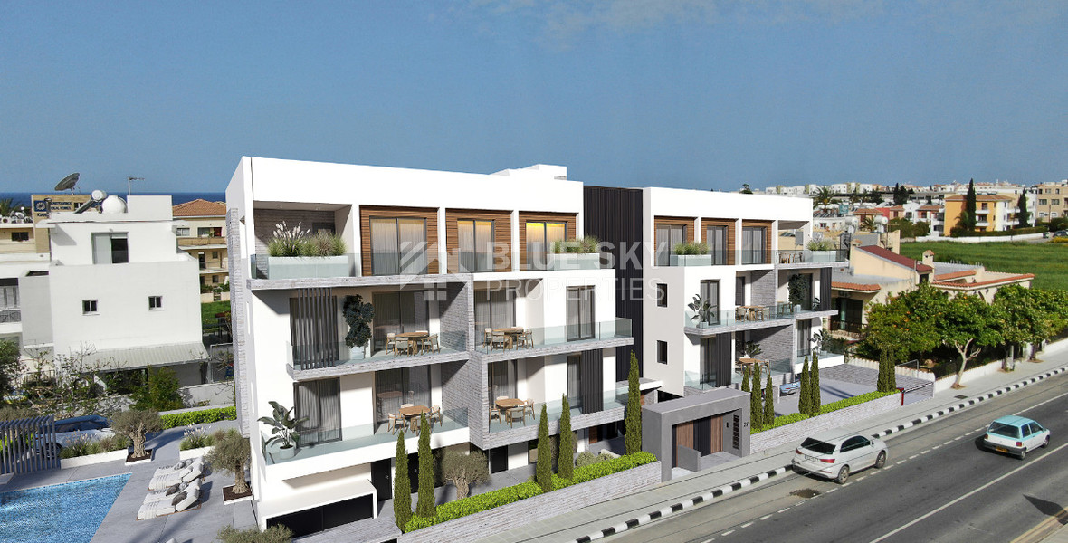 Modern Luxury  three bedrom Apartment on third floor,  in Tombs of the Kings, Paphos with Sea Views
