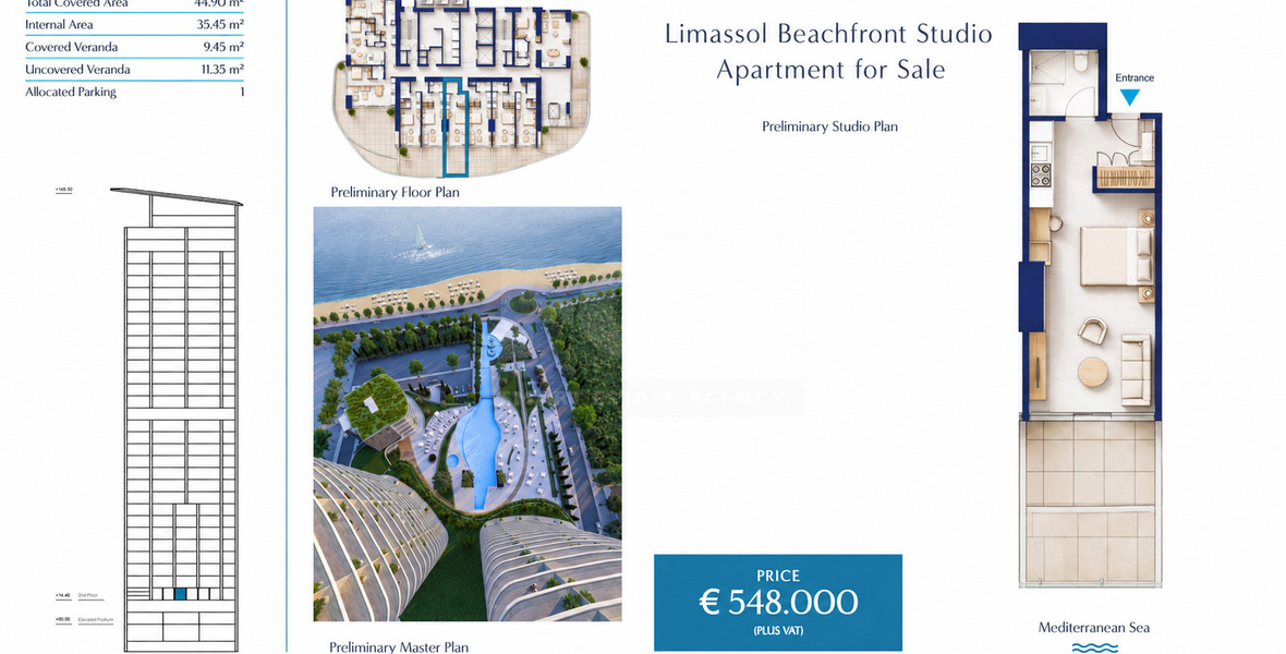Luxury Limassol Beachfront Studio Apartment for Sale Near Limassol Marina