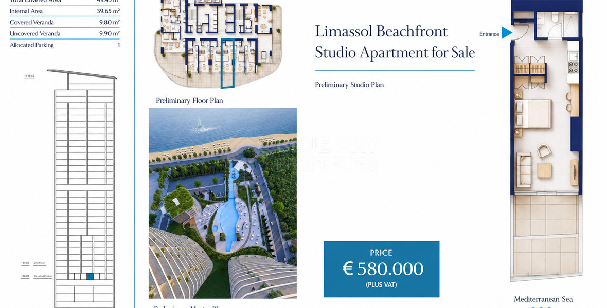 Limassol Beachfront Studio for Sale Near the Marina
