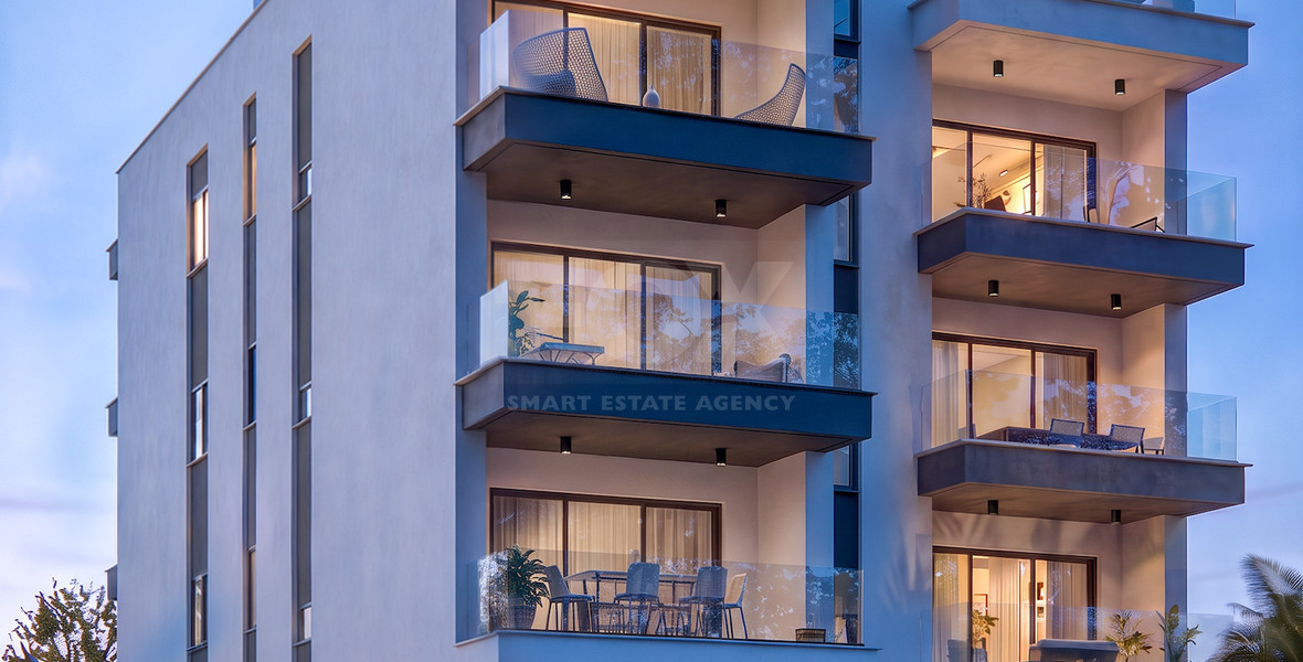 An elegant two bedroom, two bathroom apartment on the second floor of an exclusive boutique residential development in the heart of Geroskipou, Paphos.