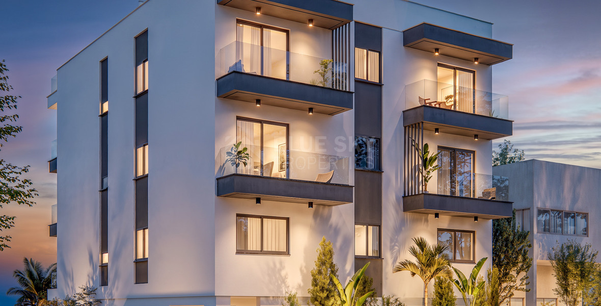 An elegant two bedroom, two bathroom apartment on the second floor of an exclusive boutique residential development in the heart of Geroskipou, Paphos.
