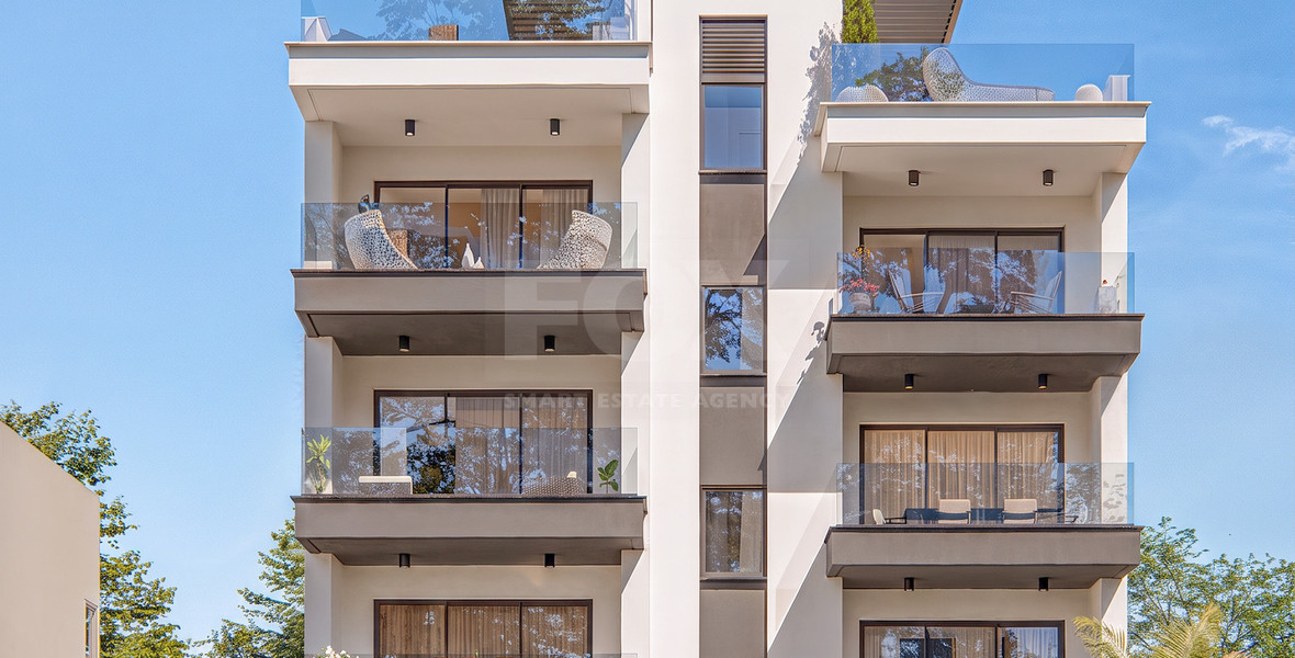 An elegant two bedroom, two bathroom apartment on the second floor of an exclusive boutique residential development in the heart of Geroskipou, Paphos.