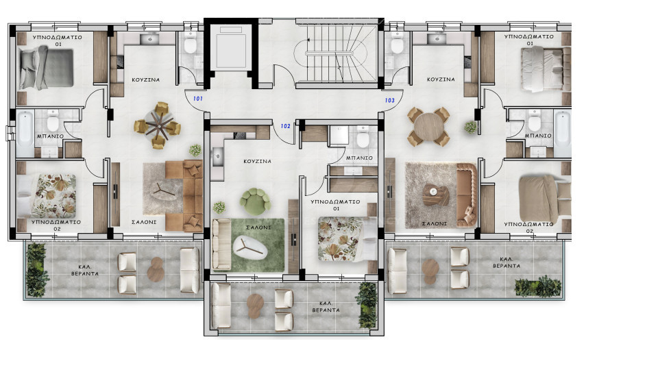 2-Bedroom Apartment with Covered and Uncovered Verandas