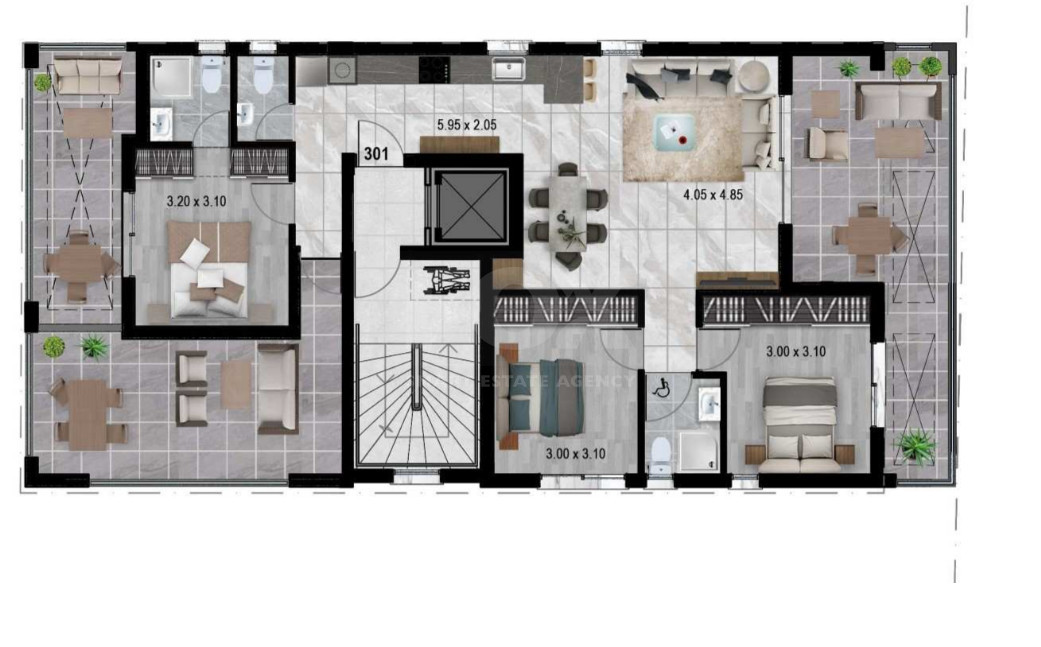 Exclusive 3-Bedroom Residence with Expansive Outdoor Areas