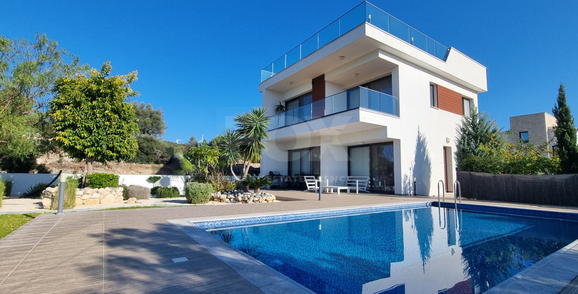 Three Bedroom Villa with Private Pool and Sea Views in Kouklia, Paphos, for sale