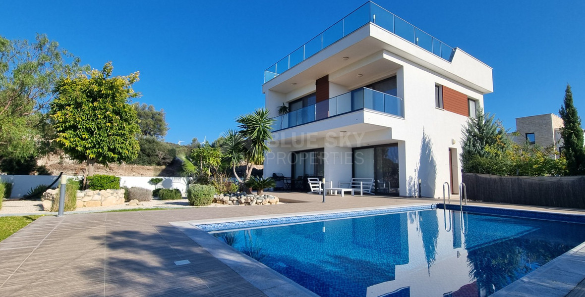 Three Bedroom Villa with Private Pool and Sea Views in Kouklia, Paphos, for sale