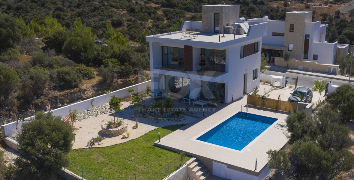 Three Bedroom Villa with Private Pool and Sea Views in Kouklia, Paphos, for sale