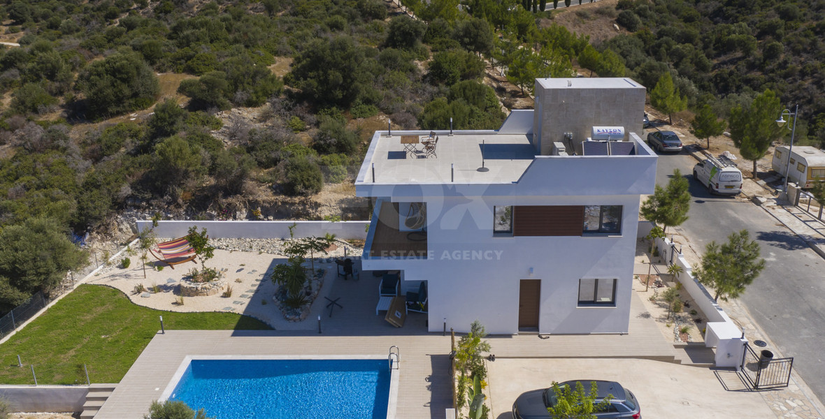 Three Bedroom Villa with Private Pool and Sea Views in Kouklia, Paphos, for sale