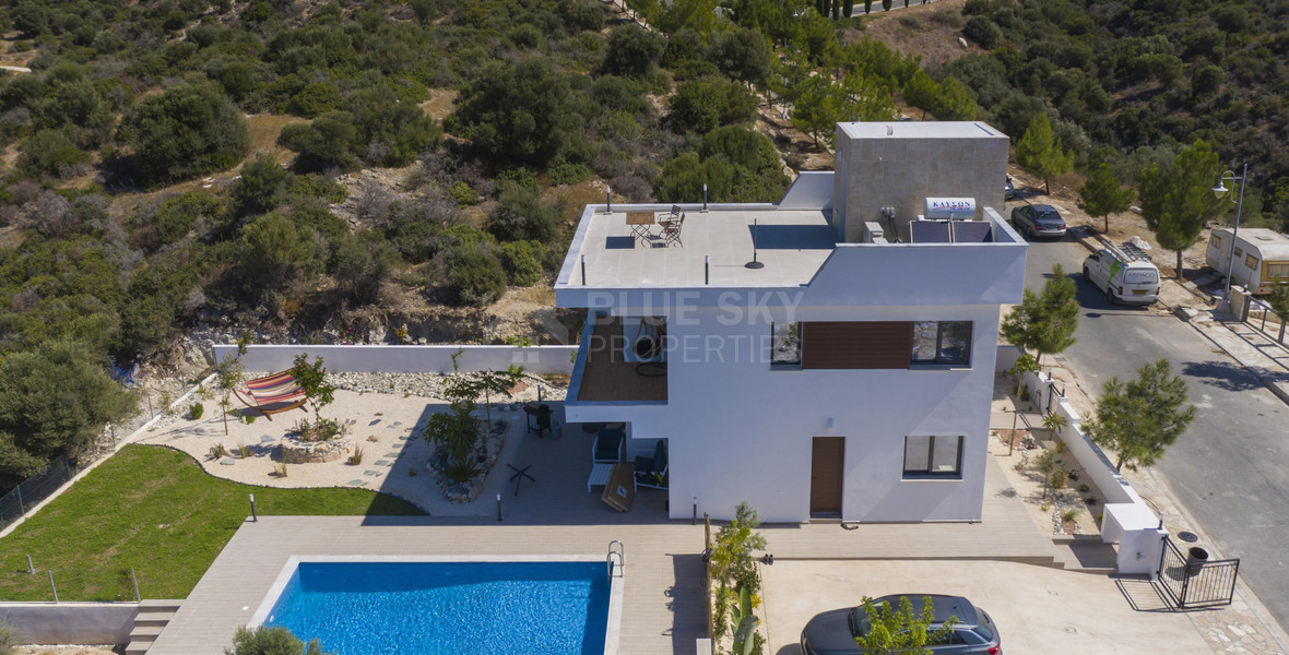 Three Bedroom Villa with Private Pool and Sea Views in Kouklia, Paphos, for sale