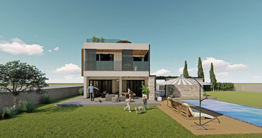 Three Bedroom Villa with Private Pool and Sea Views in Kouklia, Paphos, for sale