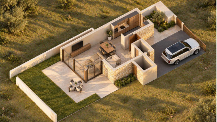 Modern Three-Bedroom Villa in Geroskipou, Paphos with Garden and Communal Pool, For Sale.